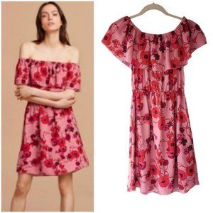 WILFRED Hosta cold shoulder floral dress in pink and red sz XS
